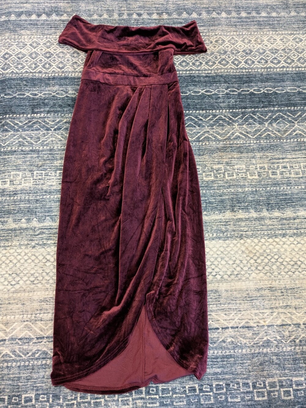 Lulu's Velvet Wrap-Front Maxi Skirt in Deep Burgundy